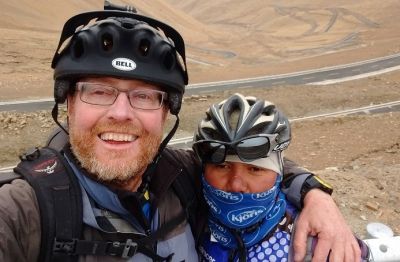 David Smith Cycling on the  tour with redspokes